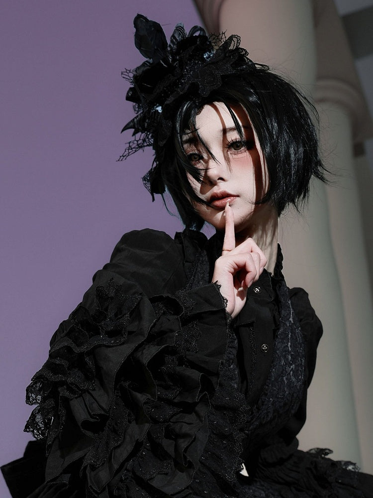 Crow Color Mini With Hat Lolita Gothic Lace 2 Clips Options