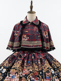 Plaid Trim Lace Lolita with Red Cape Black