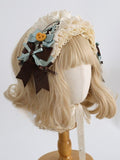 Lolita Haarband verziert Cookie Sweet BlueBrown Rüschendetails Bowknot