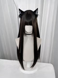 Straight Tea/Light 75CM Black Long with Full Bangs Wig Brown