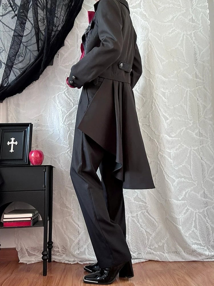 with Silver Train Buttons Black Detachable Accents Cropped Ouji and Jacket Chain Fashion