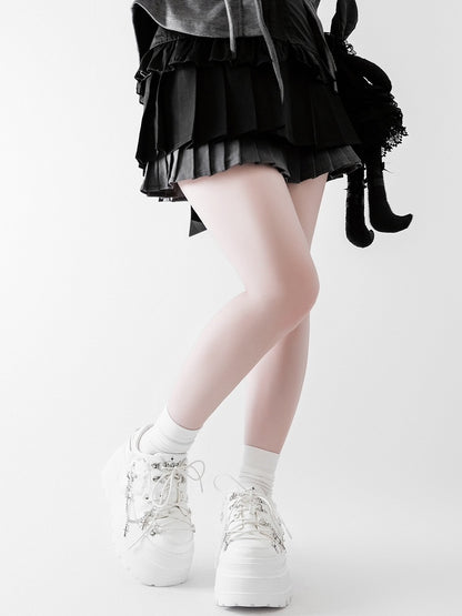 Ties Platform Detachable Punk Chain Shoes Design White Cross Lace-up Charm Front With