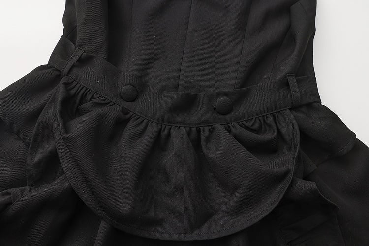 Collar Lapel Ouji Detail Waistcoat Ruffle Train Lolita Detachable Black with