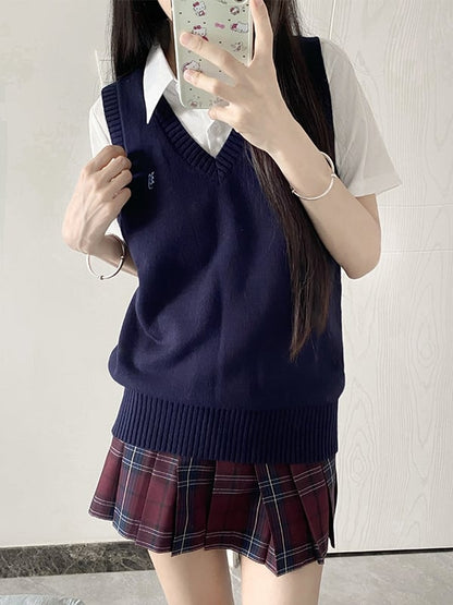 Letter Options 8 Preppy Uniform Vest JK Color Embroidery Style