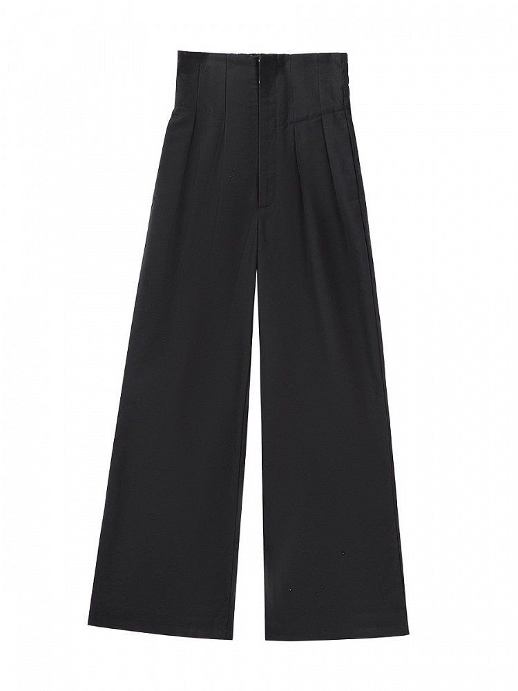 Ouji Lolita Wide-Leg High-Waist Cut Pants in Black - Unknown Star