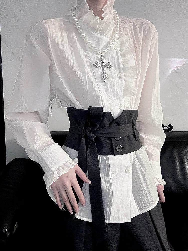 Corset Elegant Detachable Dark Gray with Pants Wide-leg