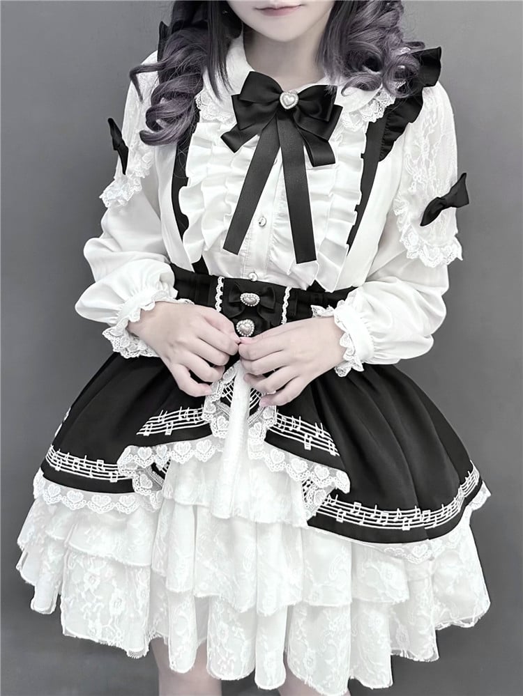 ジライケイ ホワイト ピーターパンカラー レーストリム ランドマインスタイル シャツ