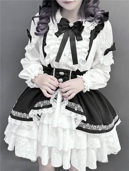 ジライケイ ホワイト ピーターパンカラー レーストリム ランドマインスタイル シャツ