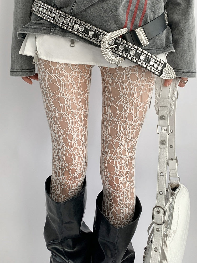Collants asymétriques résille à découpes, 4 couleurs disponibles