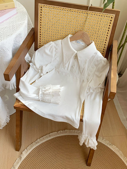Collar White Gothic Top Sleeves Juliette Autumn/Winter for Lolita Pointed