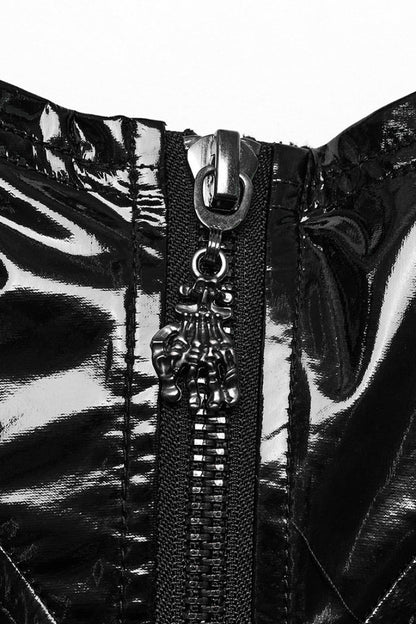PU Leather Sleeveless Hollow Side Slit Buckle Women's Steampunk Dress