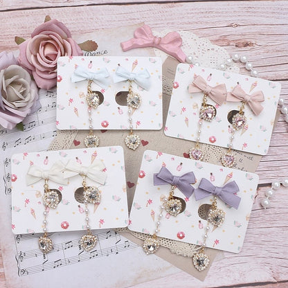 8 Heart Kei Bowknot Jirai Earrings Options Rhinestone Color