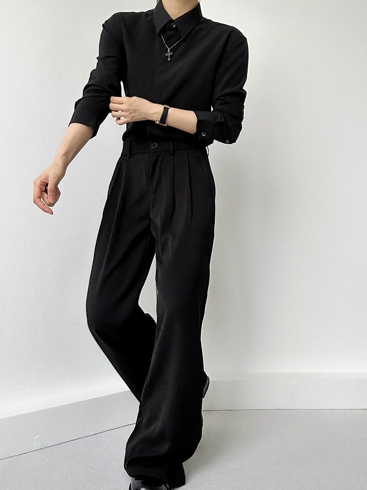 with Lolita Wide-Leg Ouji Pants High-Waisted Black Pockets Slant