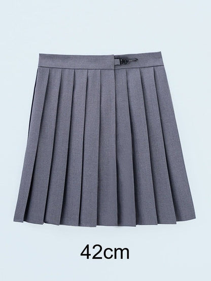 Grey JK Pleated Mini Skirt - Lan Jian Chuan