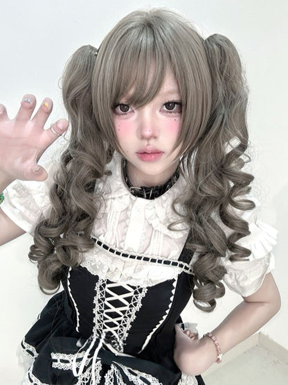 30CM Long Double Wig Synthetic Brown Ponytail Clips Length With Claw