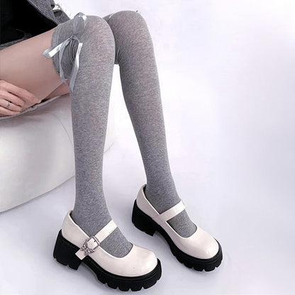 ブラック / ホワイト / グレー / ブラウン スイート セルフタイ 蝶結び JK ストッキング