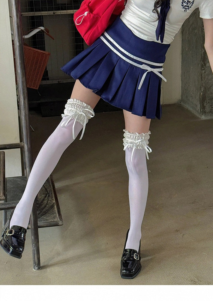 Lace Style) Stockings Ruffle Lolita (Elegant Cuffs Sweet