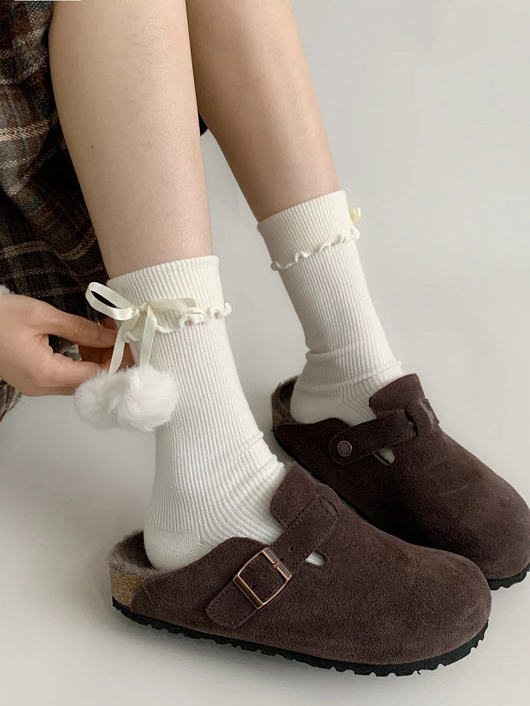 Socks Ankle Bow Pom-Pom Colors) (3