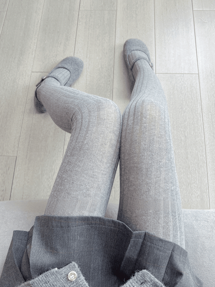 ホワイト/グレーストライプタイツ