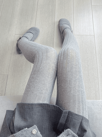 ホワイト/グレーストライプタイツ