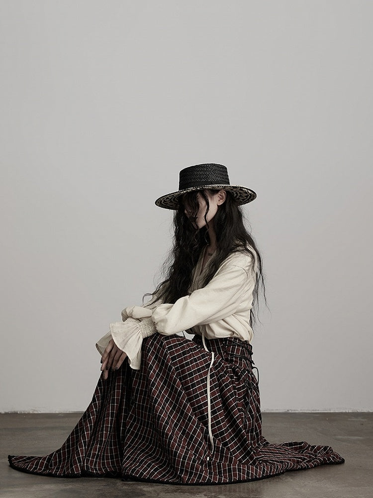 Black Tartan Retro Goth Urban A-Line Skirt