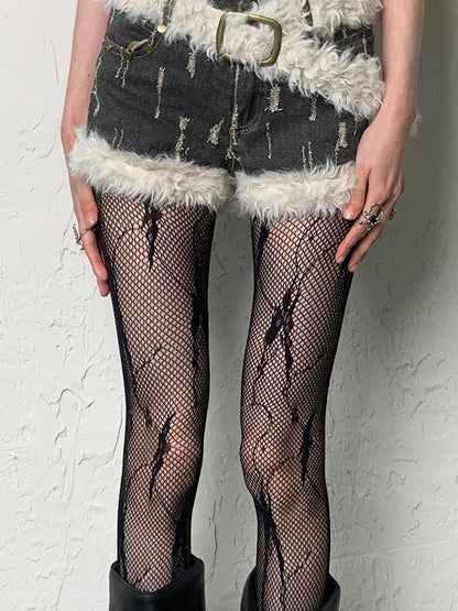 Schwarze Y2K Butterfly Hollow-Out Strumpfhose