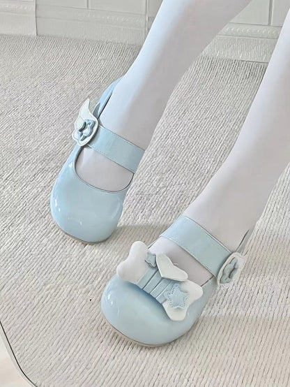 Tenshi Kaiwai – Hellblaue Lolita-Mary-Jane-Schuhe mit Sternflügeln