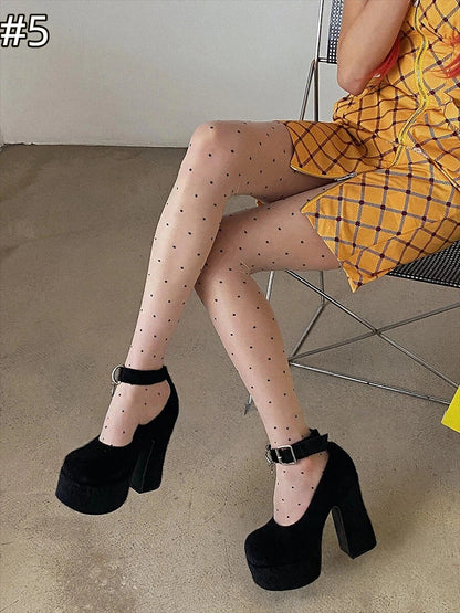 Polka Collection) 12-Style Dot (Vintage Edgy Pantyhose