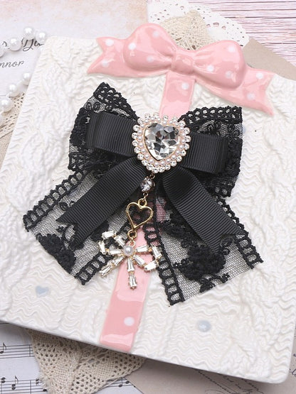 Lace Hairclip Color Jirai Bowknot Heart Rhinestone Charm Options Kei 4