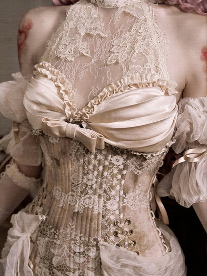 Neck Lace Halter Illusion Rococo with Corset Top Detachable