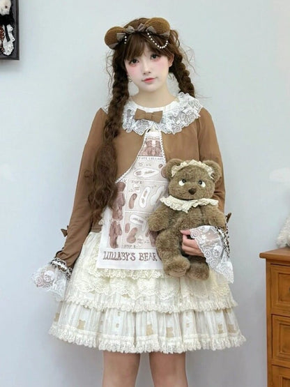 Long-Sleeve Lolita Top in 8 Colors with Lace Trim - Star Fantasy