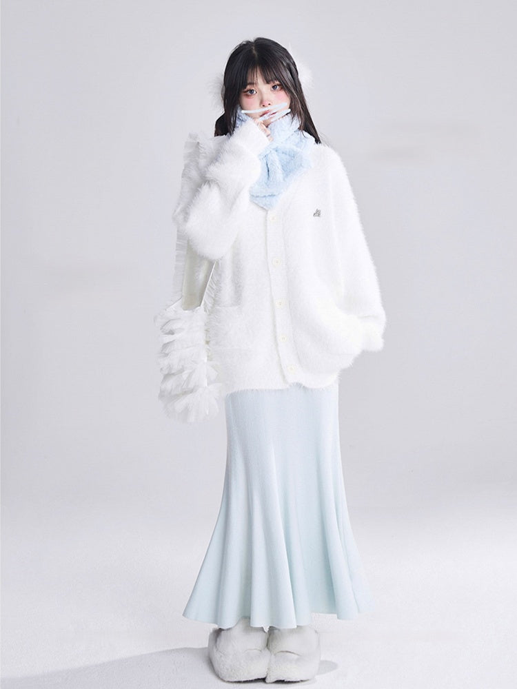 Skirt Mermaid Fall High-Waisted Winter Midi for Blue