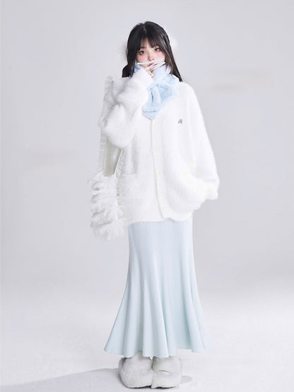 Skirt Mermaid Fall High-Waisted Winter Midi for Blue