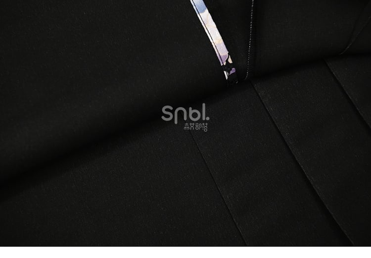 Black Moon Rabbit Cheongsam Style Pleated Midi Skirt