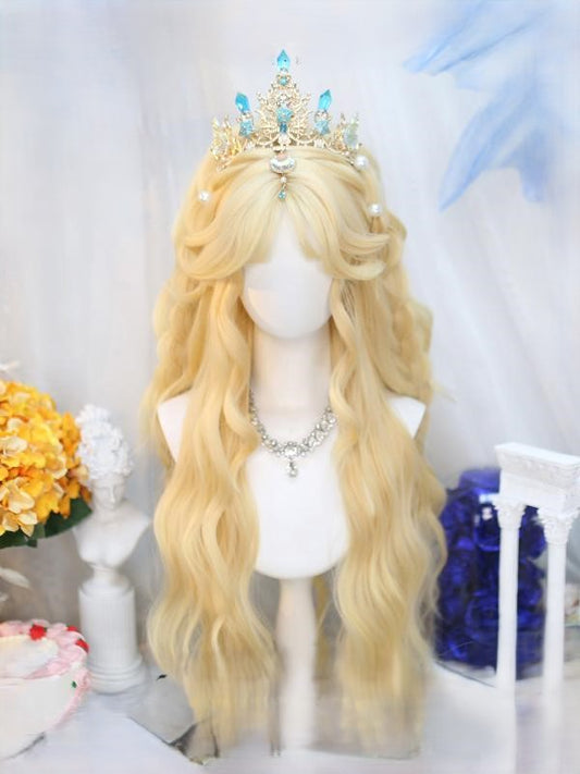Blonde Long Light Curtain With Wavy Bangs Wig