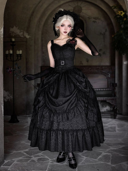 Black V-neck Top Lolita Corset Gothic