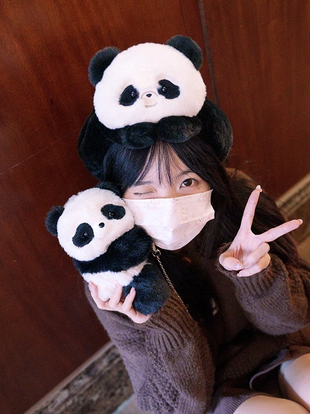 Black And White Cute Panda Plush Hat