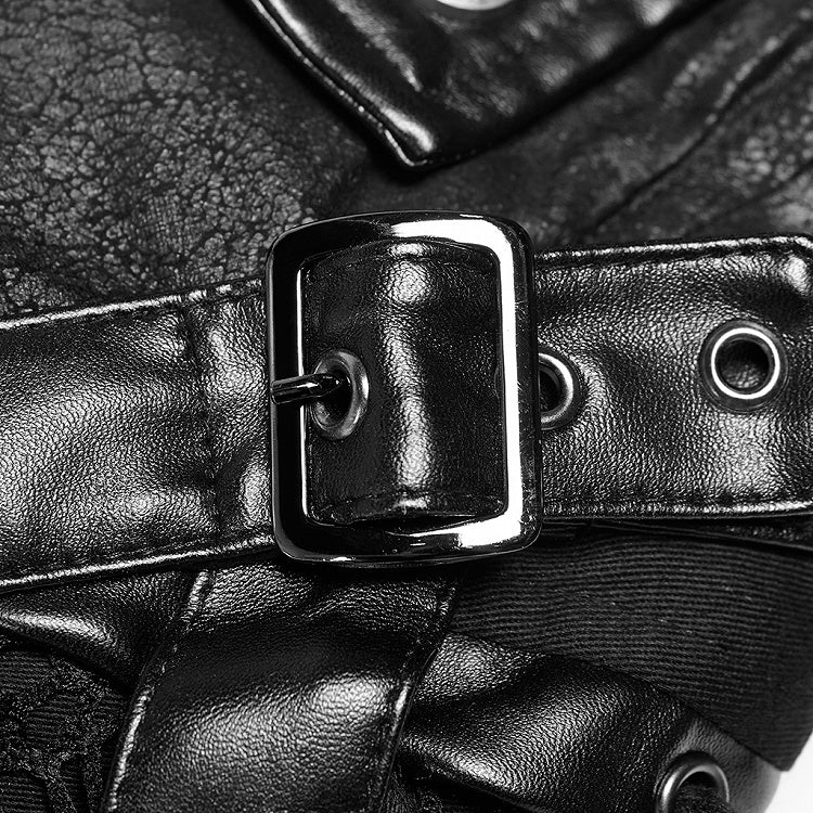 Black Punk Rubberized Faux Leather Windbreaker