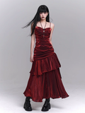 Abendkleid mit herzförmigem Ausschnitt und gerüschtem Design, Weinrot