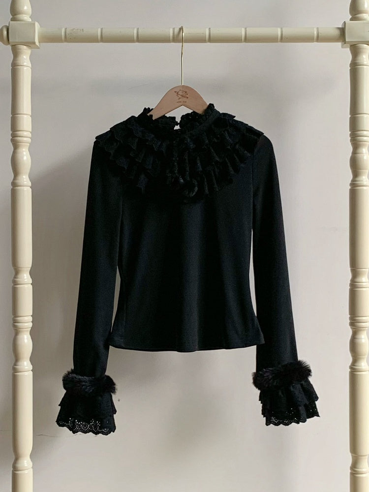 Black Knit for and Soft Top Lolita Autumn/Winter Warm