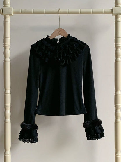 Black Knit for and Soft Top Lolita Autumn/Winter Warm
