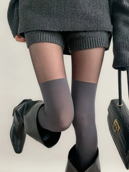 Colors) Thigh-High Faux Panel Pantyhose (2