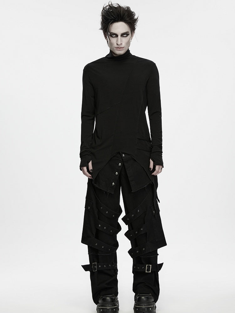 Shadow Turtle Neck Black Men's Gothic T-shirt - Punk Rave