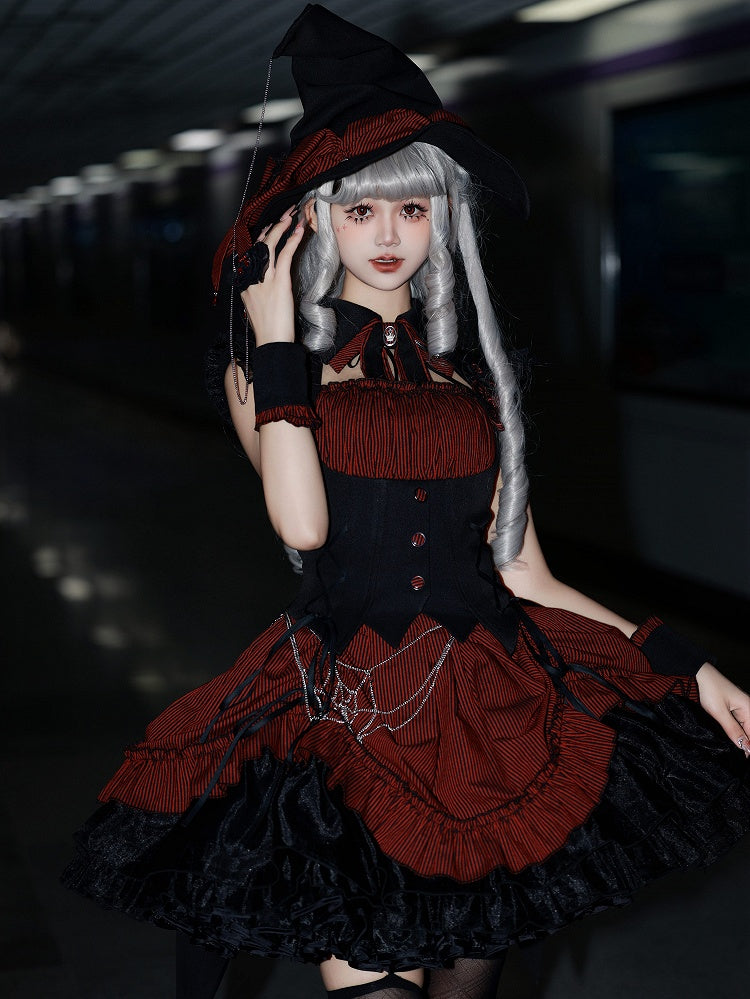 Chain / Red Gothic Lolita Accessory Web Black Waist Spider