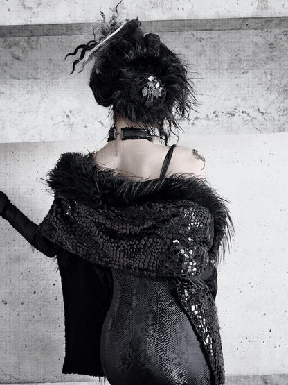 黒いふわふわのイヤーマフ