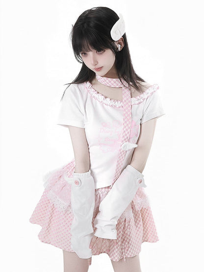 White Button Angel Armwear Accent Wing Blue/Pink