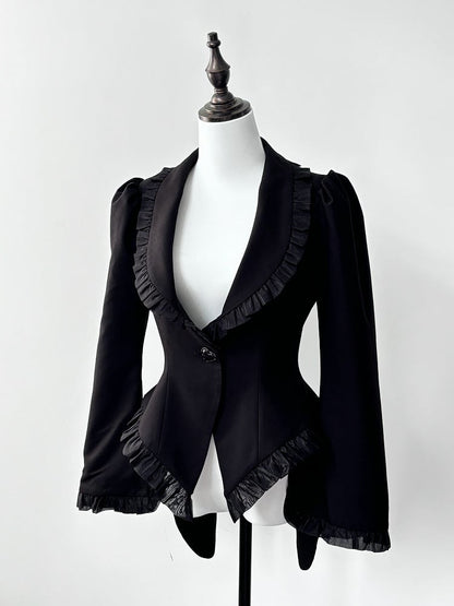 ブラックゴシックロリータ蝶の羽根型裾ブレザー