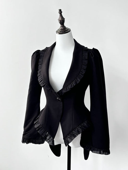 ブラックゴシックロリータ蝶の羽根型裾ブレザー