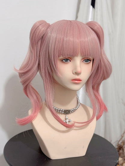 Pony Clips Klaue Länge Rosa 30CM Wellig Perücke 38CM Pferdeschwanz Mit + Air Doppel