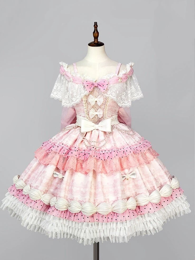 Princess Dress Heart with Hime Pink Pattern Lolita